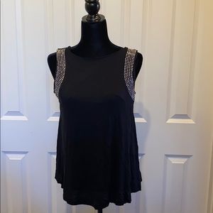 Black Tank Top with Studded Detailing